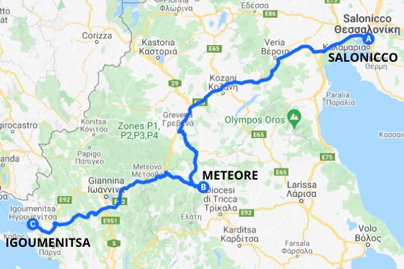 MAPPA ITINERARIO GRECIA SALONICCO